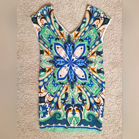 Maeve Dresses & Skirts - Anthropologie Maeve Womens Bluw And Green Folksong Shift Dress V-Neck - Size XS